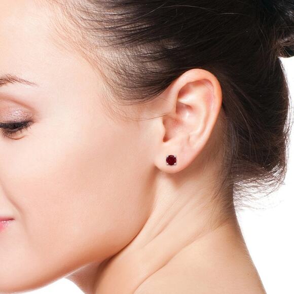 Authentic ANGARA Garnet January Birthstone Stud Sterling Silver 925 Earrings - Picture 8 of 8